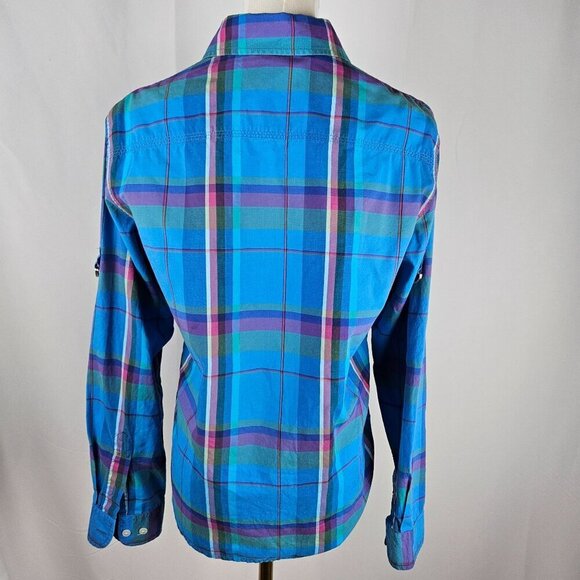 Lauren Ralph Lauren Medium Button-Down L/S Shirt Blue Purple Plaid Classic - Picture 4 of 10